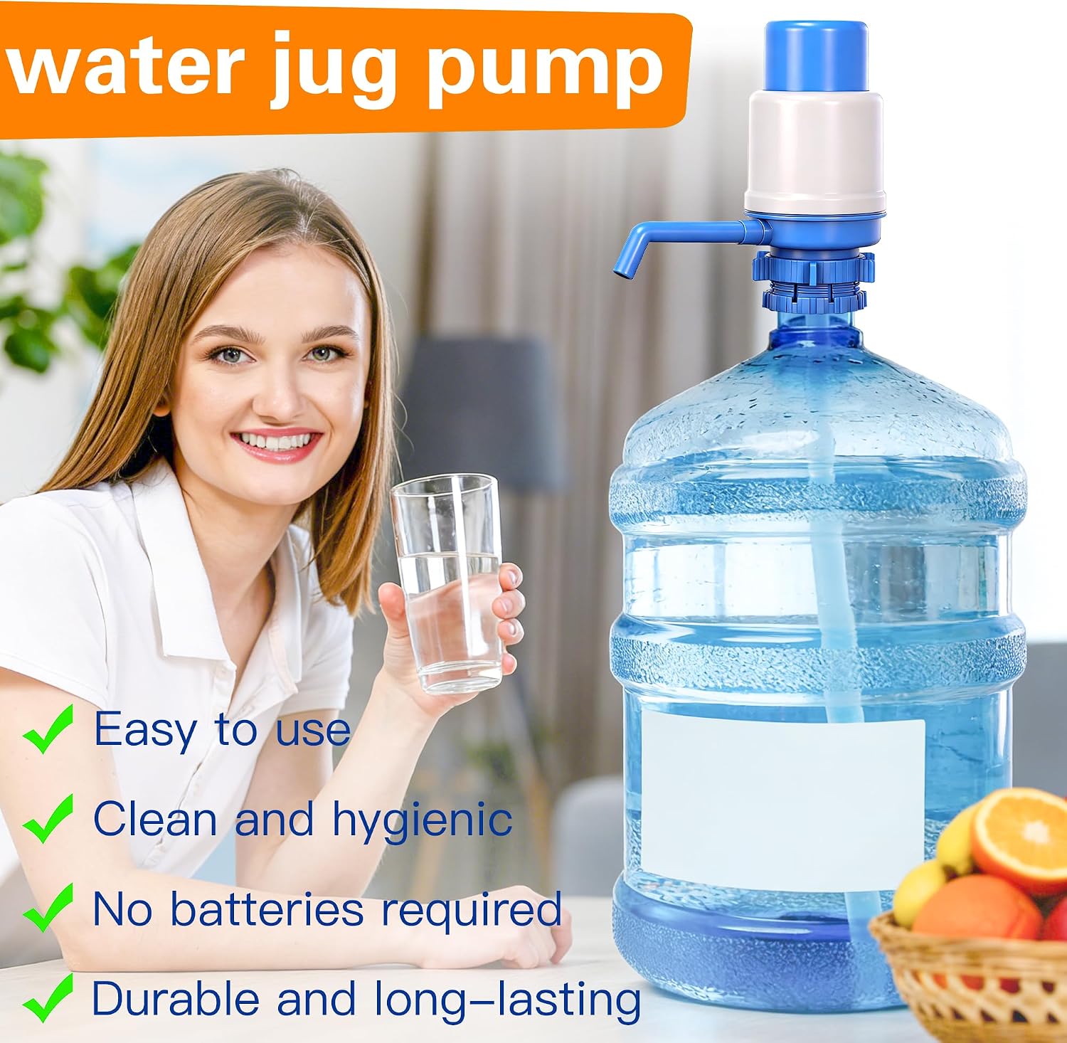 Gofriipai Water Pump for 5 Gallon Water Jug, Manual Water Dispenser Pump